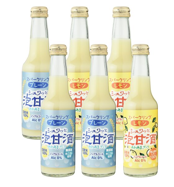 スパークリングシュワッと泡甘酒 プレーン・レモン6本セット